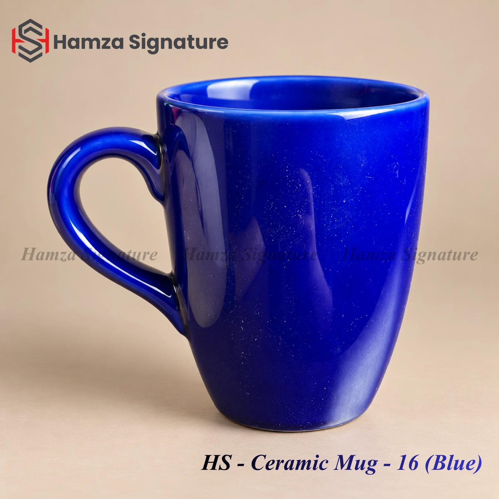 HS - Ceramic Mug - 16 in glossy blue ceramic
