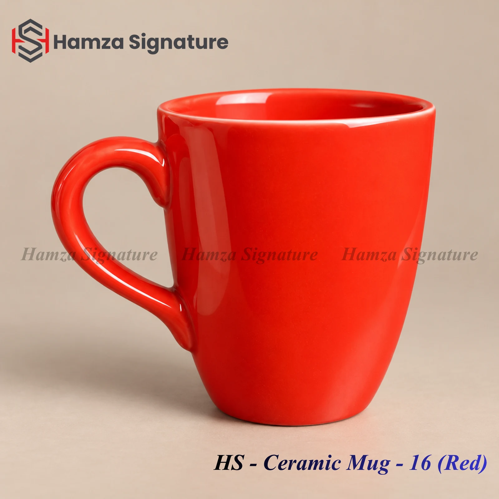 HS - Ceramic Mug - 16 in glossy red ceramic
