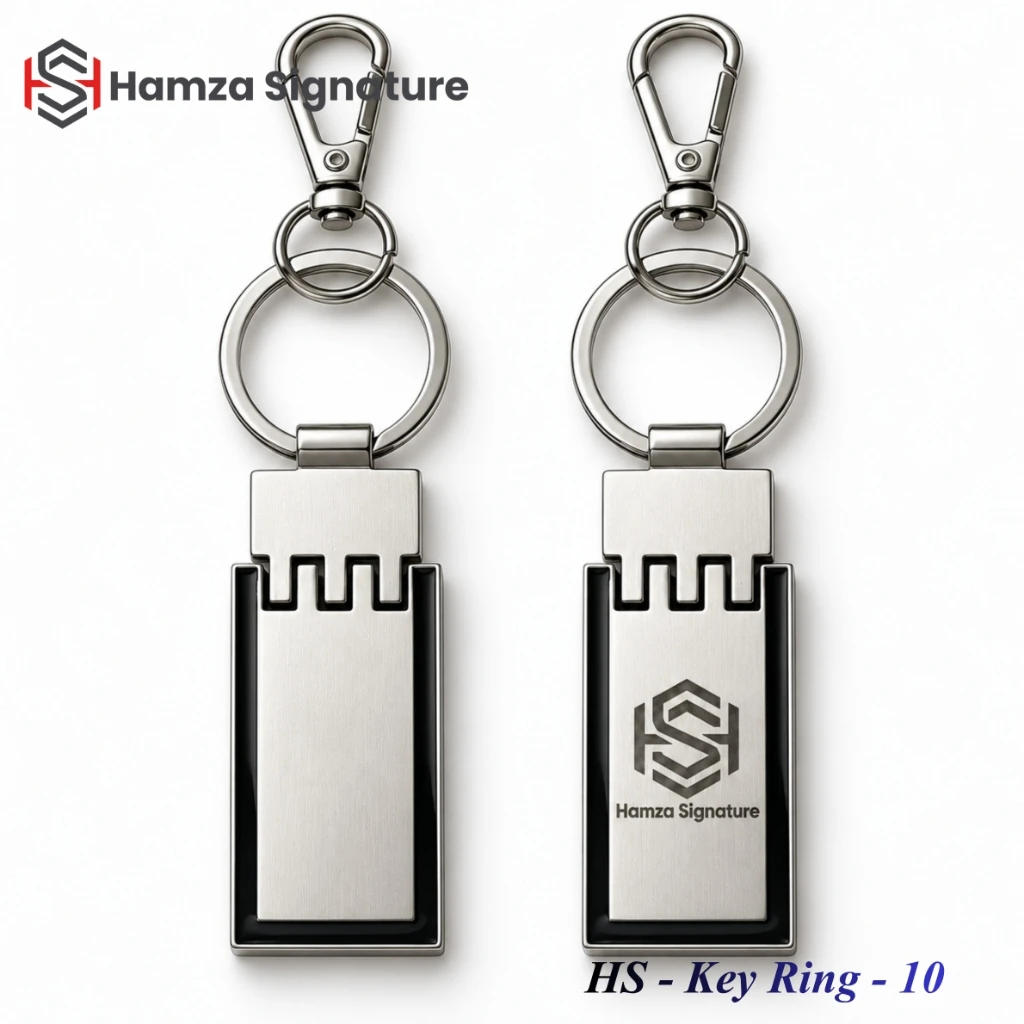 HS - Key Ring - 10 brushed aluminium architectural keyring with clasp and engraved logo