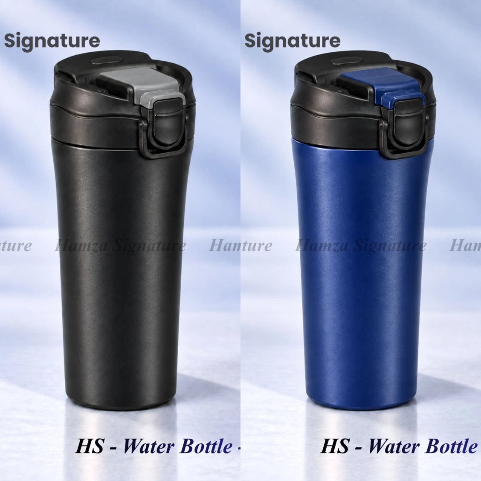 HS Water Bottle 11 500 ml aluminium travel tumbler collection in black and blue