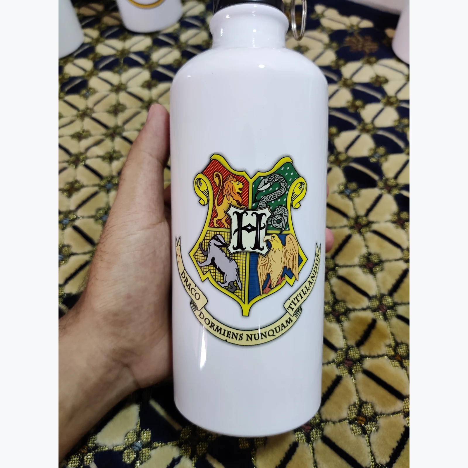 Close-up of a custom printed HS Water Bottle 13