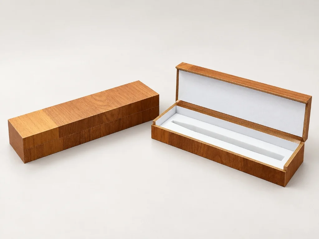 Luxury wooden crafted pen box with foam insert
